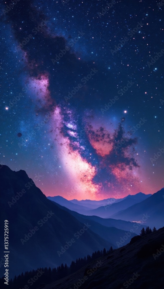 Fototapeta premium Cosmic galaxy night sky with stars and planets, stars, universe, planets