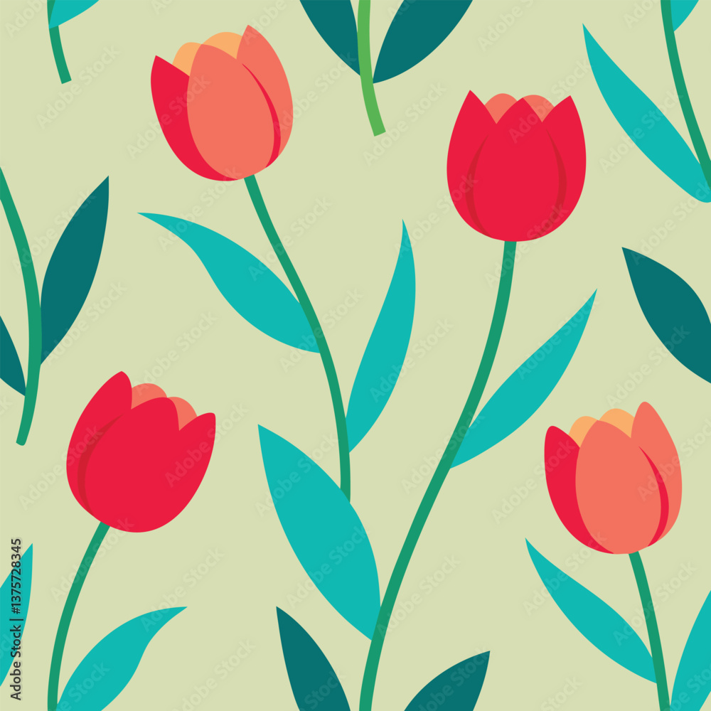 seamless pattern with tulips
