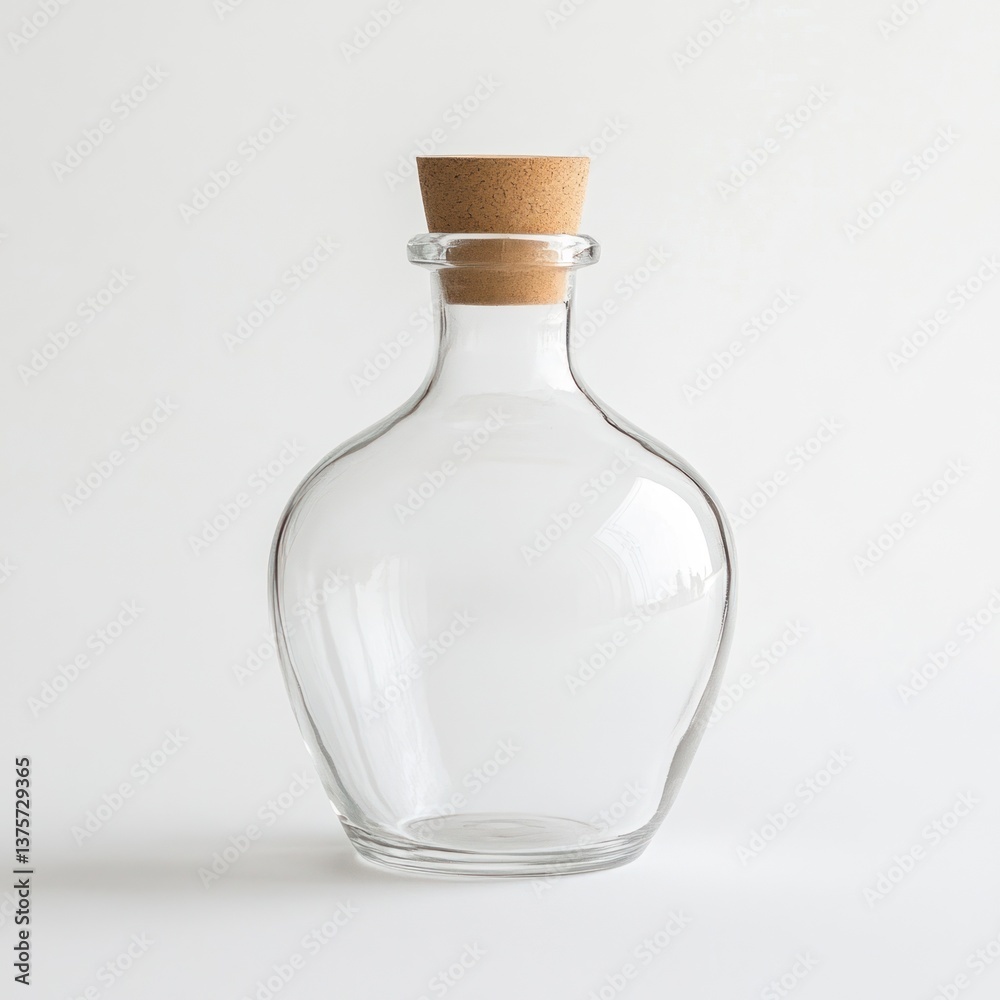 Empty Glass Bottle with Cork Stopper on White Background Still Life Empty Glass Bottle with Cork Stopper on White Background Still Life