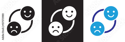 Mood swing dual tone icon. Sleek and modern icon . Design for decoration, sticker, icon, kids etc. Vector illustration. isolated on white and black background. EPS 10