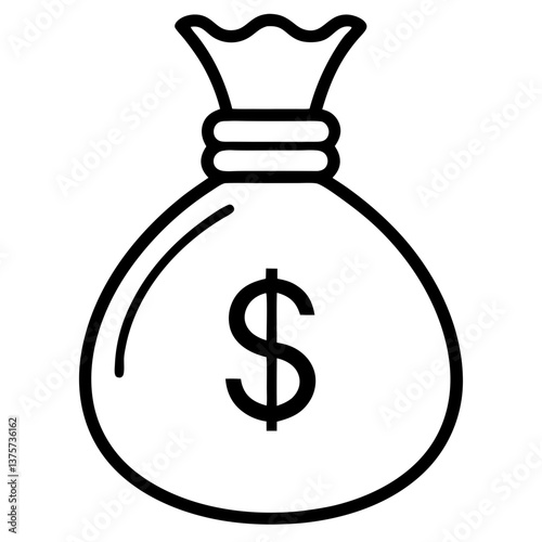 A simple, clean, and universally recognizable symbol of financial wealth. The image shows a tied bag prominently displaying the dollar sign.