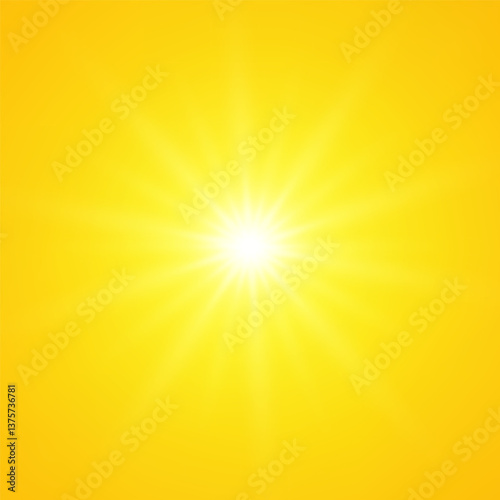  Warm sun on a yellow background. Leto.bliki solar rays