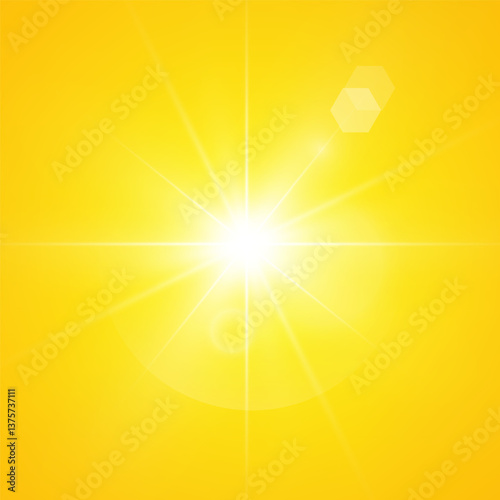  Warm sun on a yellow background. Leto.bliki solar rays
