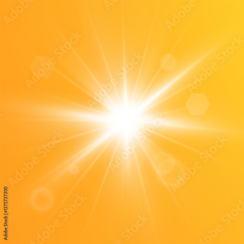  Warm sun on a yellow background. Leto.bliki solar rays