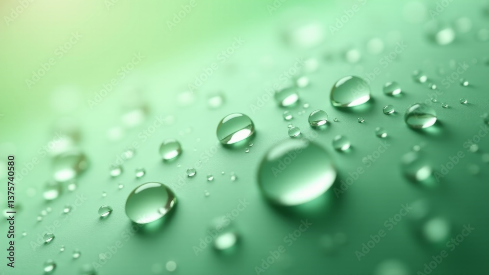 Water Droplets On A Green Surface Water Droplets On A Green Surface