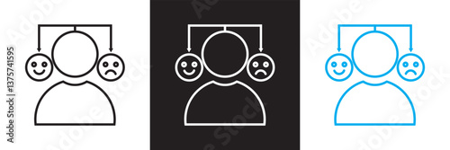 Mood swing dual tone icon. Sleek and modern icon . Design for decoration, sticker, icon, kids etc. Vector illustration. isolated on white and black background. EPS 10