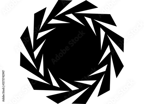 Round sports pattern. Swirled vector design element black on white background. Abstract ring. Vector spiral background. Drill, frame, cutter. Disc. Tornado logo. Bracelet. Decorative rosette
