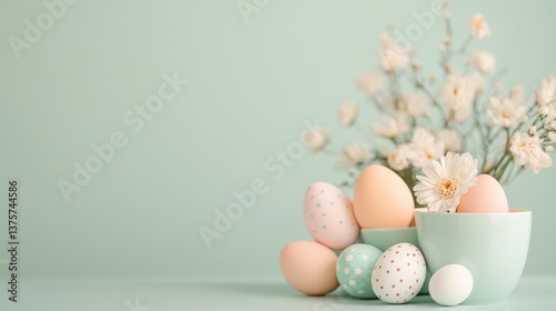 Soft spring composition with Easter eggs and flowers
