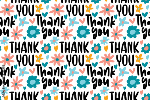 seamless pattern with thank you lettering. vector illustration