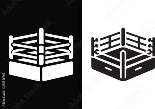 Boxing Ring Icons Silhouette Vector Illustration