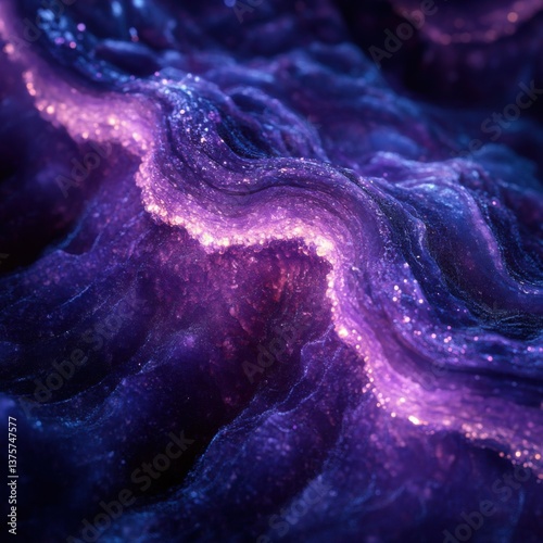 Cosmic Wave Abstract with Vibrant Purple and Blue Colors