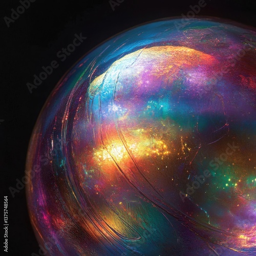 Colorful Abstract Swirl with Vibrant Hues on Black Background