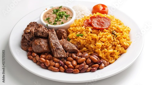 Traditional la bandera dish dominican republic food photography culinary environment close-up view cultural heritage
