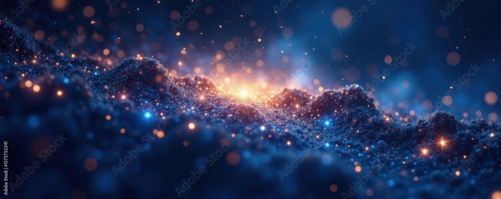 Dark cosmos background with twinkling stars in shades of blue and gold, nature, space, magic Dark cosmos background with twinkling stars in shades of blue and gold, nature, space, magic