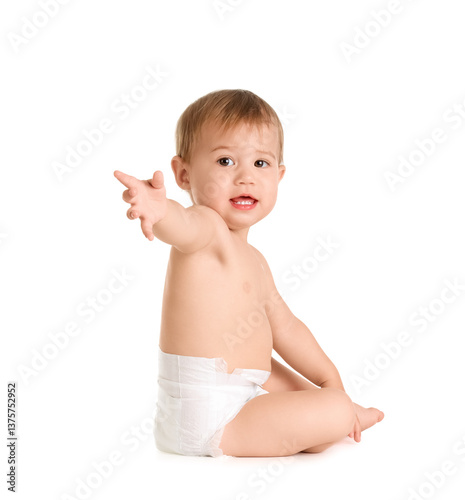 Cute baby on white background