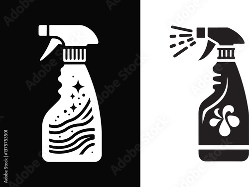 Spray Bottle Icons Silhouette Vector Illustration