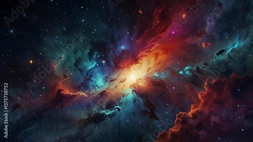 Abstract colorful nebula in outer space.