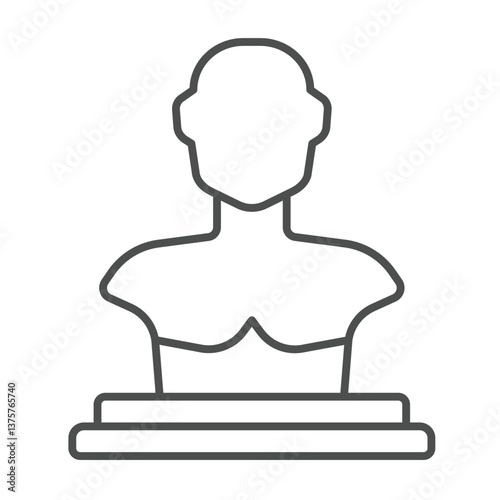 Statue of man thin line icon, city museum concept. Vector graphics. Human torso on stand, historical person sign on white background, outline style icon for mobile or web design.