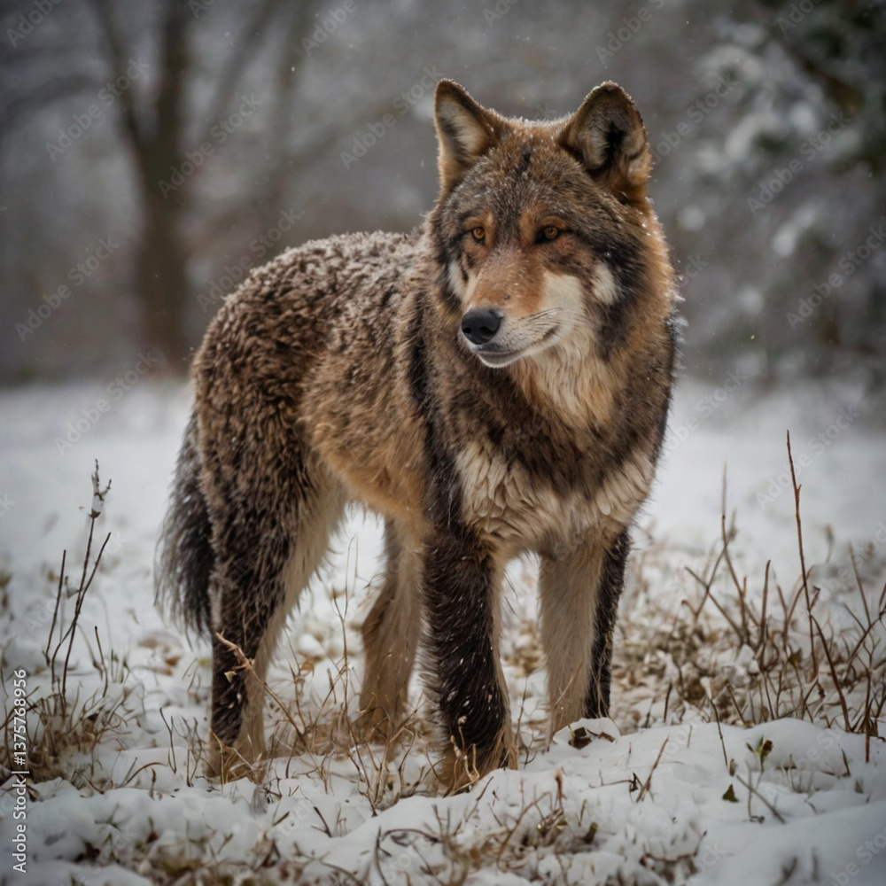 Fototapeta premium gray wolf in snow