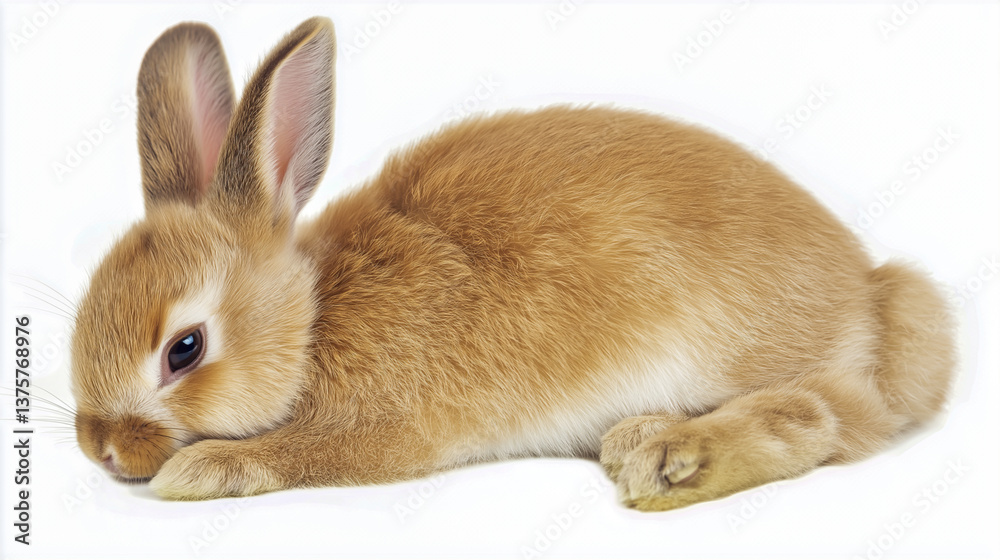 Obraz premium Cute small rabbit lying on a soft surface