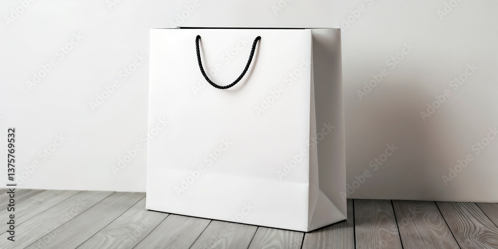 Shopping bag mockup for branding concept on a wooden surface