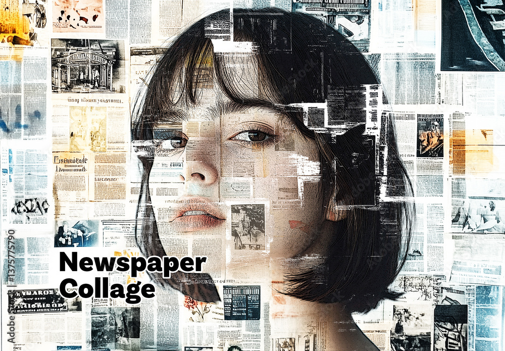 Newspaper Collage Effect Stock Template | Adobe Stock