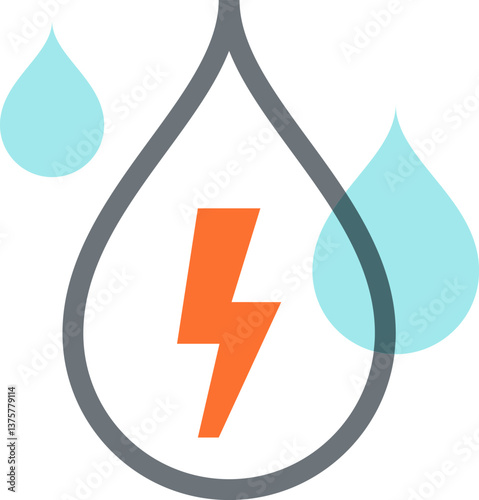water energy flat line web icon concept