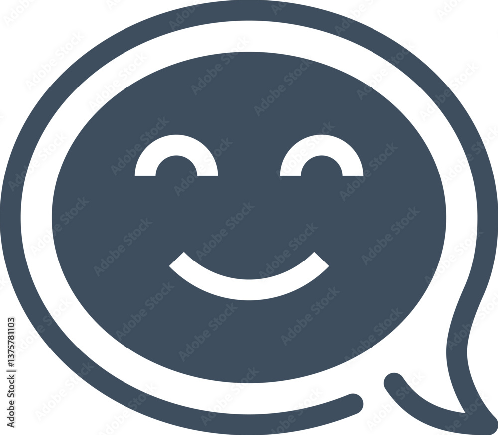 smiley face message flat line web icon concept smiley face message flat line web icon concept