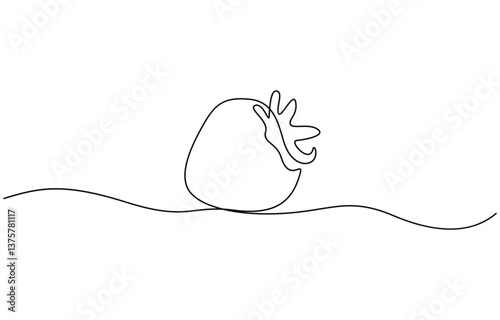 Vector illustration with continuous line drawing Strawberries, Strawberry in continuous line drawing. Simple design for food and nutrition concepts.