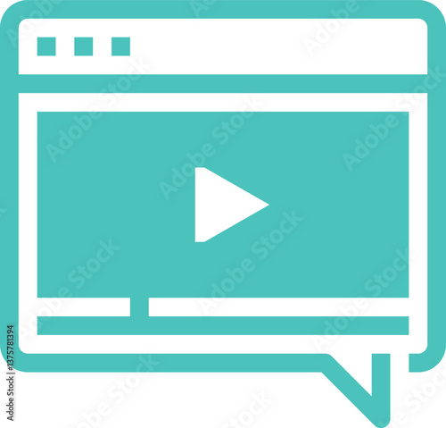 video message flat line web icon concept