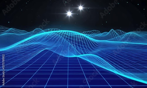 Abstract Digital Landscape with Glowing Lines Animated Motion Graphics for Tech