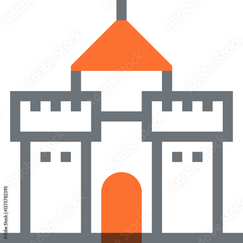 sand castle flat line web icon concept