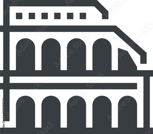 historical landmarks flat line web icon concept