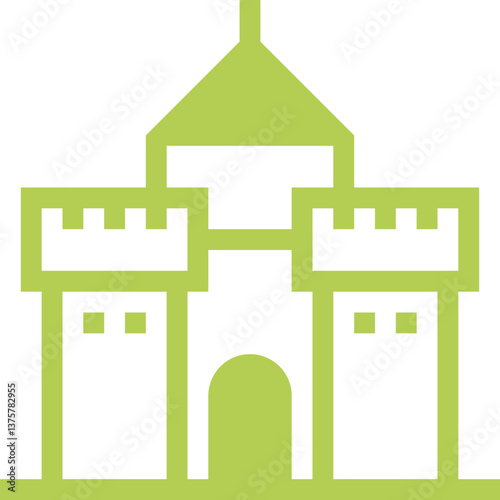 sand castle flat line web icon concept