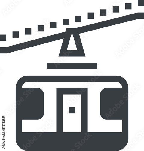 cableway flat line web icon concept