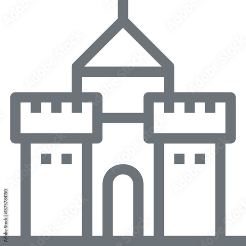 sand castle flat line web icon concept