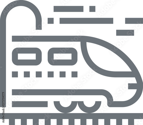 railroad trip flat line web icon concept