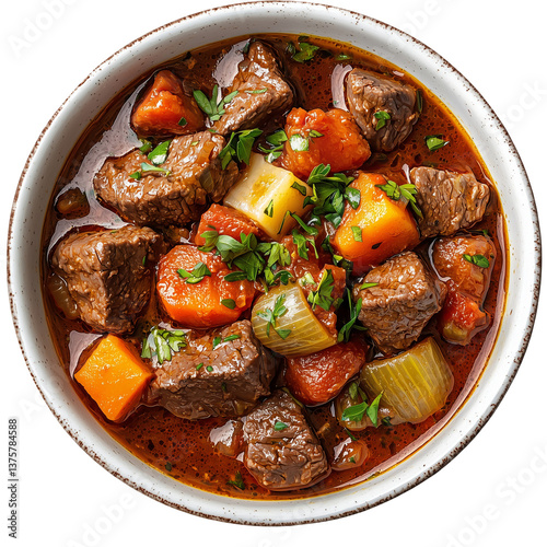 Delicious beef stew bowl with vegetables food cuisine isolated on transparent background png