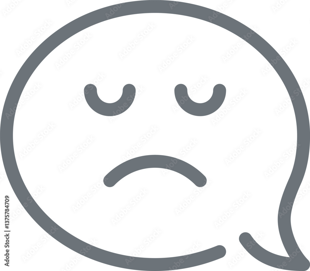 sad face message flat line web icon concept sad face message flat line web icon concept