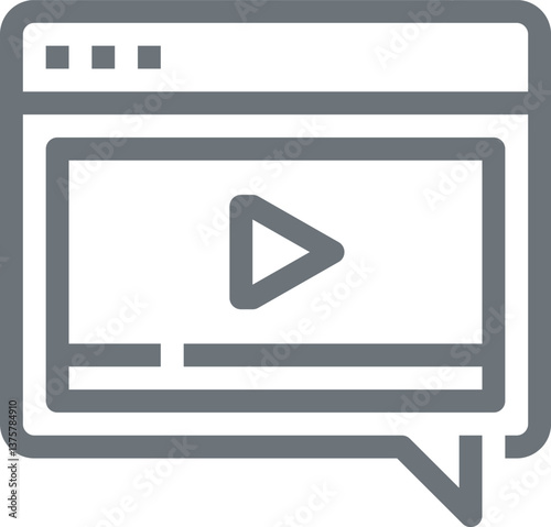 video message flat line web icon concept