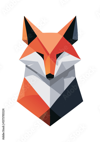 Minimalist geometric fox logo, flat design, sharp edges, vector art, modern style