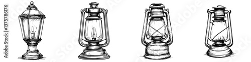 Vintage lanterns showcase various styles and designs in a captivating display of illumination tools from different eras