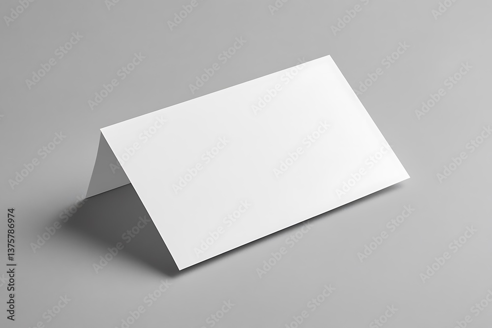 Clean White Paper Card Folded Over on a Simple Gray Background Still Life Clean White Paper Card Folded Over on a Simple Gray Background Still Life