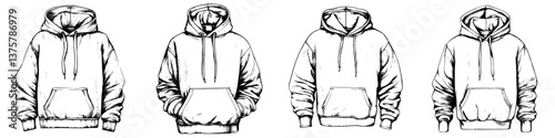 Collection of four distinct hoodies showcasing various styles and designs perfect for casual wear