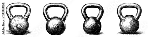 Multiple kettlebells lined up showcasing different weights and styles for functional training and strength conditioning workouts