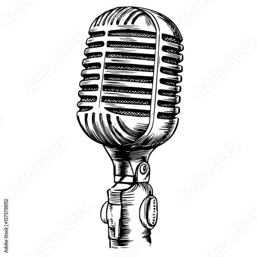 Vintage microphone stands ready for a performance at a local music venue in the evening