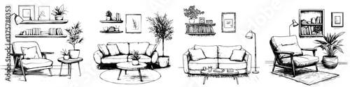 Stylish living room designs featuring various seating arrangements and decor elements for modern homes