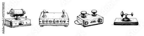 Collection of vintage communication devices from different eras showcasing technological evolution