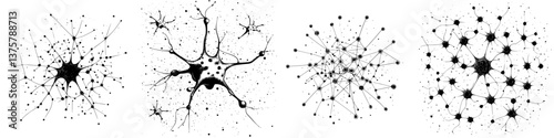Intricate designs of interconnected neurons illustrating neural networks and brain connectivity