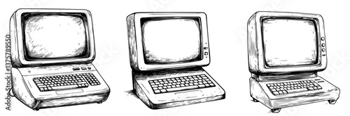 Retro computer designs showcase evolution of technology in digital age, highlighting vintage aesthetics and nostalgia